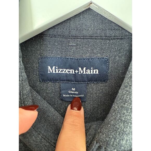 Mizzen + Main City Flannel Men’s Button Down Size Medium Navy Heather Quality - Picture 4 of 7
